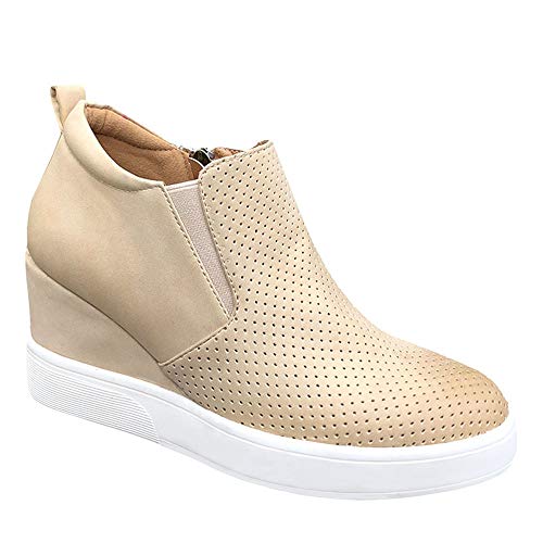 Womens wedgie sneakers platform high top wedge booties slip on he…