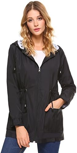 iClosam Women Waterproof Lightweight Hooded Raincoat Active Outdoor Rain Jacket