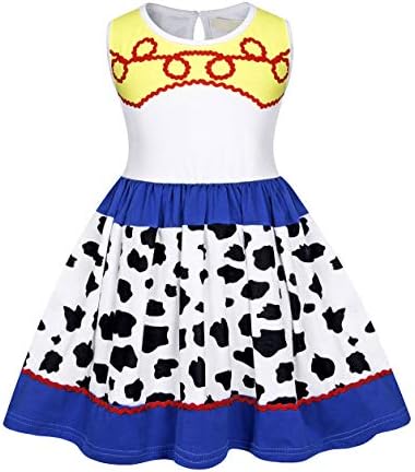 AmzBarley Girls Jessie Costumes Fancy Party Halloween Dress Up Kids Holiday Birthday Outfit Dresses 1-9 Years