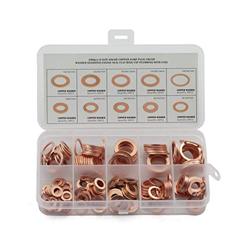 image for ZYAMY 200pcs M5-M14 Professional Solid Copper Washers Assorted Kit Fla