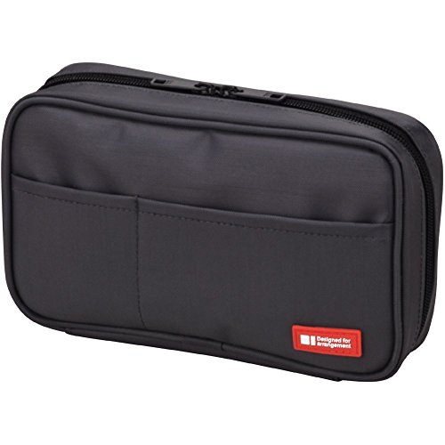 LIHIT LAB Large Capacity Zipper Pencil Case For School Office College, Big Capacity 4 Compartments Pencil Bag Holder Adults Teen Boys Girls, Travel Cosmetics Storage, Black (A7551-24)