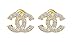 Round Cut White Cubic Zirconia New Fashion C Shape Stud Earrings in 14K Gold Over 925 Sterling Silver