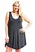 Modern Kiwi Solid Basic Asymmetric Plus Size Tank Tunic Dress Charcoal 3X