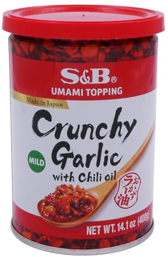 S&B CHILI OIL WITH CRUNCHY GARLIC, 14.1 OUNCE