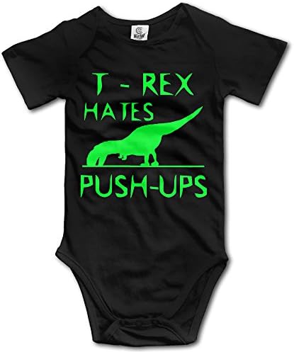 T-Rex Hates Pushups Funny Dino Design Babies' Cute Cartoon Baby Onesie Collection Printed Short Sleeve Baby's Coveralls
