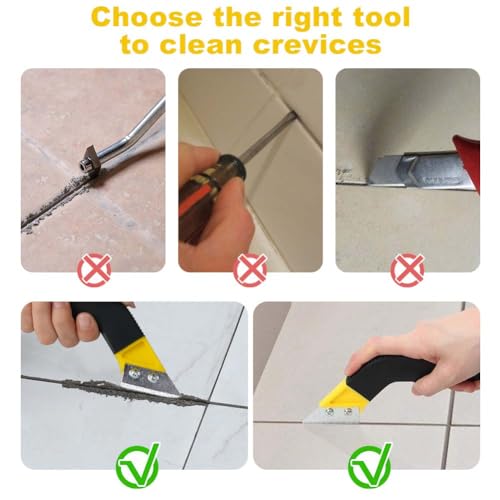 Flintronic Grout Scraper, Set of 9 Tile Grout Scrapers with 7 Replacement Blades and 1 Angled Saw, Tile Cleaning Razor Scraper, Tile Jointer Scraper