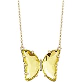 COLORFUL BLING Gold Butterfly Pendant Necklace 18K Gold filled Minimalist Cubic Zirconia Butterfly Pendant Cute Crystal Butterfly Necklaces for Women Girls