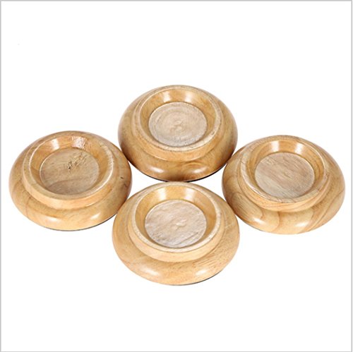Solid Wood Piano Caster Furniture Round Wheel Cups Gripper Set Load Bearing for Bright Piano [4 Pack] ( 4.0x3.0x2.5 inches) (Wood color-paino caster-)