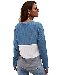 Blusa de punto de manga larga con cuello en V para mujer