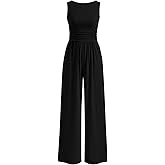 PRETTYGARDEN One Piece Jumpsuits for Women Dressy Casual Sleeveless Crewneck Wide Leg Rompers Jumpers Vacation Summer Outfits