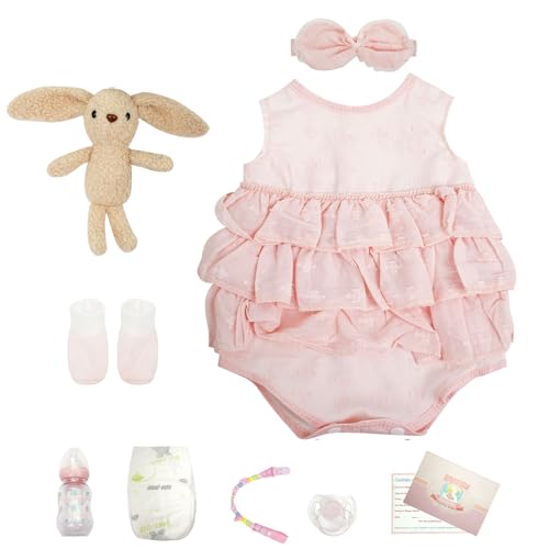 Brastoy Bebê Reborn Boneca Dormindo Corpo de Silicone Menina Original 48cm (Menina Rosa)