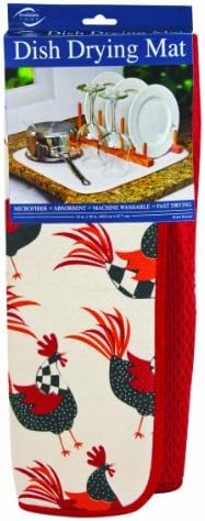 Envision Home Microfiber Dish Drying Mat Bistro Rooster, 16-Inch by 18-Inch