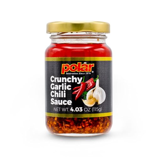 POLAR CRUNCHY GARLIC CHILI SAUCE 4.03OZ (PACK OF 1), EXTRA CRISPY CHILI OIL, SAVORY UMAMI TOPPING, GOOD ON EVERYTHING, GOURMET HOT SAUCE, SAVORY CONDIMENT, VEGAN FRIENDLY, GOURMET HOT SAUCE, NO MSG, CHILI CRISP