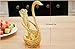 Dinnerware Set & Fruit Fork Set & Dessert Flatware Set, CRIVERS Decorative Swan Base Holder with 3 Forks and 3 Spoons (Set of 2) (Gold)
