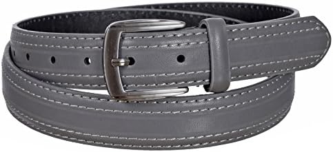 Landes Men's Modern Fashion PU Lined Leather Belt with Double Stitch Detail (Grey, 42)