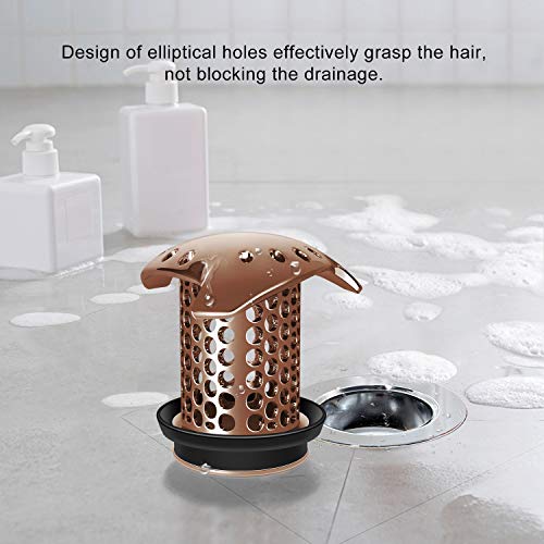 LEKEYE Drain Hair Catcher/Tub Drain Cover/Bathtub Shower Drain Protector/Strainer/Stainless Steel and Silicone-Red Copper