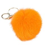 Kingfansion Rabbit Fur Ball Keychain Bag Plush Car Key Ring Car Key Pendant