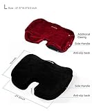 Koozam Orthopedic Anti-Slip Memory Foam Seat Cushion for Back Pain Coccyx Spinal Alignment Relief for Regular and Wheelchair use with Bonus Velour Cover (Large)