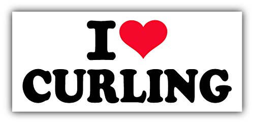 I Love Curling Car Bumper Sticker Decal 6" x 3"
