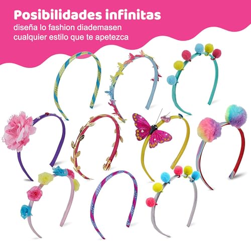 Kit de Fabricación de Diademas para Niñas, Haz Tus Propias Diademas de Moda de 10 Piezas, Set de Accesorios para el Pelo DIY, Juegos de Manualidades Juguetes Regalo Cumpleaños para Niñas de 4 a 10 Años
