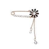 Maikun Black Enamel Daisy Flower with Rhinestone Pendant Ornament Pin Brooch