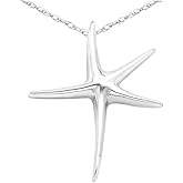 Gem And Harmony Sterling Silver Starfish Charm Pendant Necklace with Chain