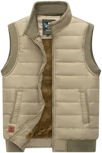 SWJGLITTR Men's Down Vest Male Collarless Lightweight Puffer Vest