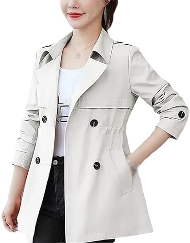 Amazon.com: Women's Short Trench Coat – Spring Fall Double