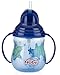 Nuby 1-Pack Designer Series No Spill Flip N' Sip Twin Handle Cup with Weighted Straw, 9 oz - Colors May Vary, Blue/Pink/Green/red/Aqua/Orange