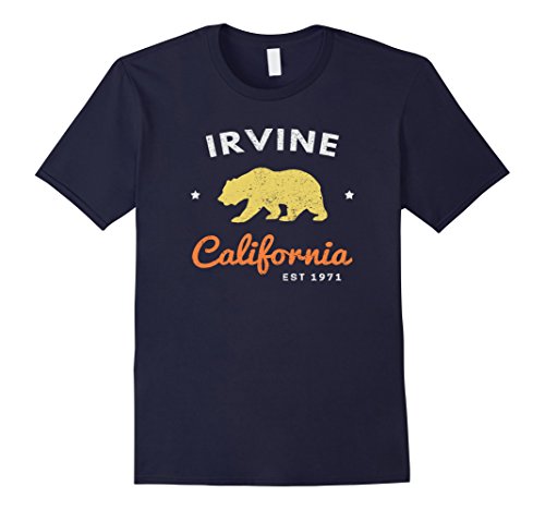 Mens Retro Irvine California Shirt : Native Cali Born State Bear Small Navy