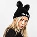 EVRFELAN Black Cat Ears Hats Embroidered Warm Knit Crochet Beanies Wool Cute Fashion Skull Cap for Women Girls in Fall Winter (Medium, Black)