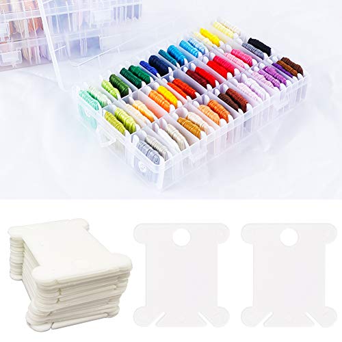 UOOU 100 Pieces Plastic Bobbins, Card Thread Holder Embroidery Thread Cards Cross Stitch Bobbins with Floss Winder for Embroidery Floss Cotton Thread Organizer - Thumbnail 5