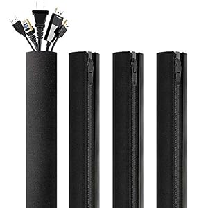Migeec Cable Management Sleeve,4 Packs Cord Organizer & Cable Hider for TV / Computer / Home Entertainment,Black Wire…
