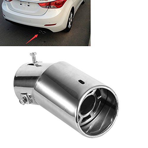 Cuque 1 Pcs Exhaust Muffler Tail Pipe Universal Rear Curved Round Chrome Stainless Steel Auto Tailpipe Pipe Tip for Diameter 38mm - 53mm Pipe Diameter 6.2cm / 2.4-Inch Total Length 13.8cm / 5.4-Inch