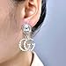 Women's Fashionable Pearl Earrings, Alloy Letters G and F Earrings (GG-Silver)