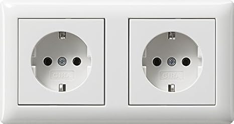 Komplett-Set Gira Standard 55 Abdeckrahmen, 2-fach - Reinweiß, glänzend mit 2x Steckdose reinweiß glänzend
