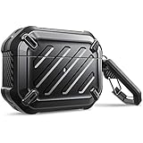 SupCase Unicorn Beetle Pro Series Case Designed for Airpods Pro, Full-Body Rugged Protective Case with Carabiner for Apple Airpods Pro (Black)