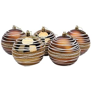 5-100 mm Grote Kerstballen – Glanzend, Mat en Kraalontwerp – Kerstversiering (Mokka en Goud)