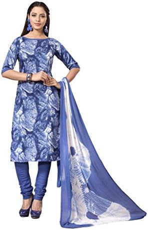 MINU Women's Churidaar Kurta With Dupatta Stitched Suit 44 Blue