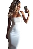 Prograce Hlater Off Shoulder Midi Length Party Club Bandage Dresses for Woman White Small
