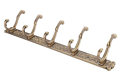 Antique Brass Bathroom 5 Hooks Dressing-Gown Towel Door Wall Mounted Hangers