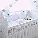 LOAOL Baby Crib Bumper Knotted Braided Plush Nursery Cradle Decor Newborn Gift Pillow Cushion Junior Bed Sleep Bumper (4 Meters, White-Gray-Rose)