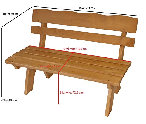 DEGAMO Gartenbank Freital 2-sitzer 120cm, Massive Kiefer hell lackiert, Outdoor – Bild 5