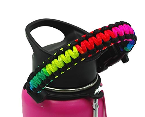 SendCord Paracord Handle for Hydro Flask Wide Mouth Water Bottles - Easy Carrier with Survival-Strap, Safety Ring, and Carabiner - Fits Wide Mouth Bottles 12 oz to 64 oz