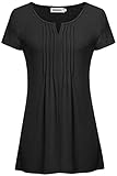 Plus Size Tops,Ouncuty V Neck Knitted Tunic Blouse Short Sleeve Black Tunics XXL
