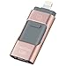 USB Flash Drives for iPhone 32 GB 3.0 Pen-Drive Memory Storage 3 in 1, HMfire OTG Jump Drive Lightning Memory Stick External Storage, USB 3.0 Flash Drives for Apple iOS Android Computers (Rose Gold)