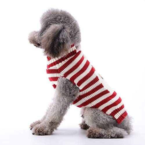DOGGYZSTYLE Christmas Pet Clothes The Stripe Snowman Sweater The Cat Dog Sweater Pets Jacket Dogs Apparel (S, Red White Snowman)
