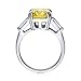 BERRICLE Sterling Silver 3-Stone Canary Yellow Cushion Cut Cubic Zirconia CZ Statement Cocktail Fashion Anniversary Ring for Women, Rhodium Plated 9 Carat Size 4-10