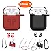 Airpods Case, Airpods Accessories Kits, 10 in 1 Protective Silicone Cover and Skin for Apple Airpods with Anti-Lost Airpods Strap, Airpods Watch Band Holder, Airpods Ear Hook（Black and red）