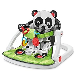 Fisher-Price Portable Baby Chair, Sit-Me-Up Floor Seat with Removable Toys Plus Crinkle & Squeaker Seat Pad, Panda Paws